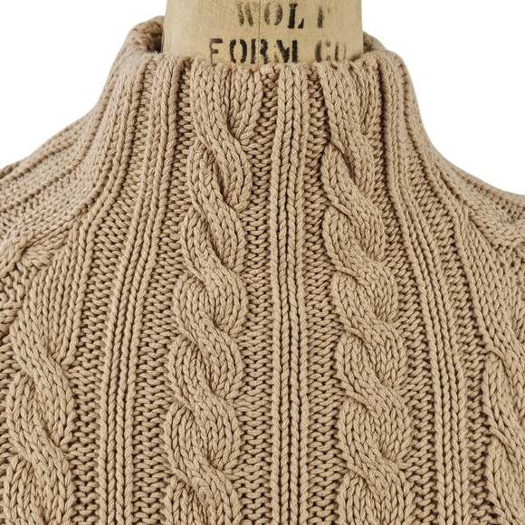 taupe cable funnel sweater Small  neutral classic modest bulky normcore - Picture 2 of 8